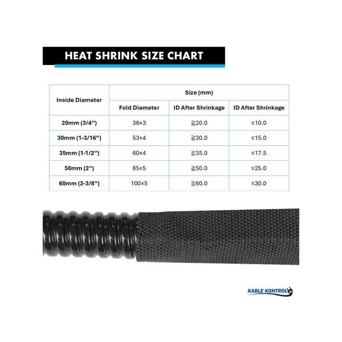 Fabric Heat Shrink Tubing - 3/4" ID - 2:1 - Polyolefin / Polyester Yarns - Flame Retardant - Black