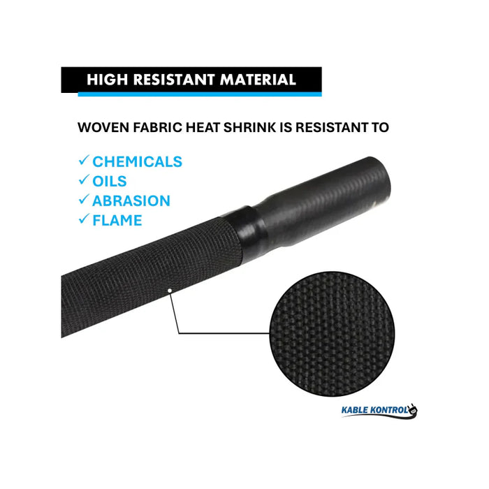 Fabric Heat Shrink Tubing - 2-3/8" ID - 2:1 - Polyolefin / Polyester Yarns - Flame Retardant - Black