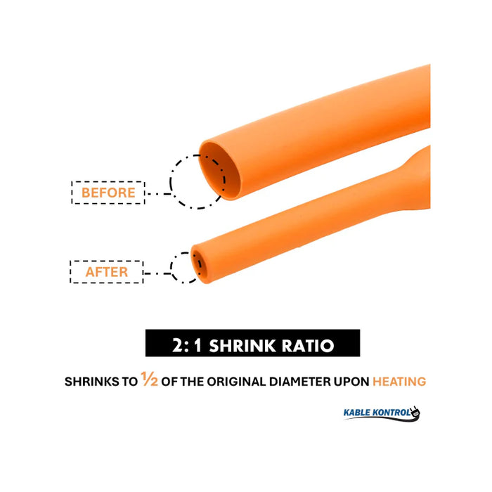 Heat Shrink Tubing - 1-1/4" ID - 2:1 - Polyolefin - EV High Voltage - Flame Retardant - Orange