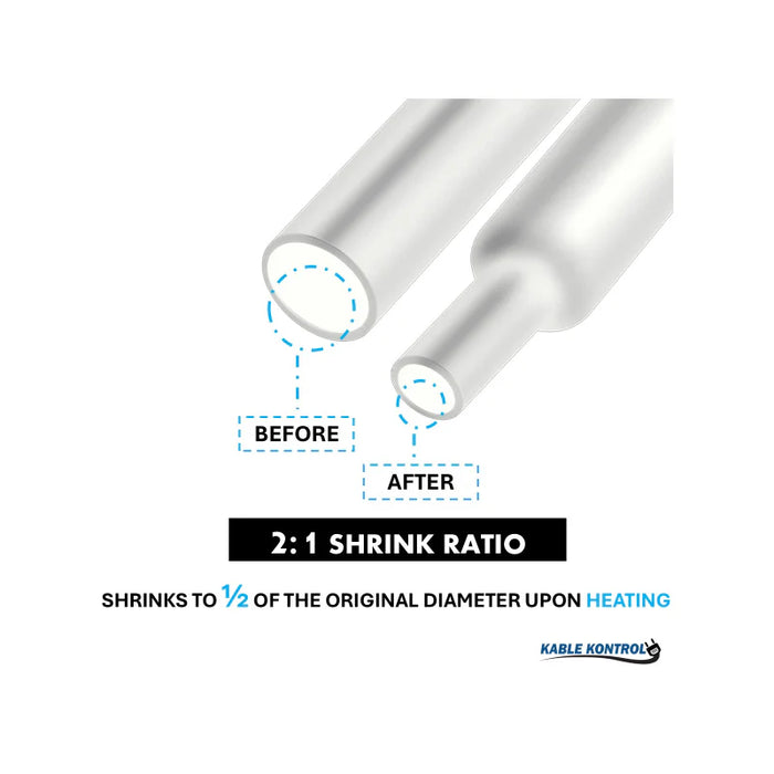 Heat Shrink Tubing - 1/2" ID - 2:1 - Single Wall PVDF - Flame Retardant - clear