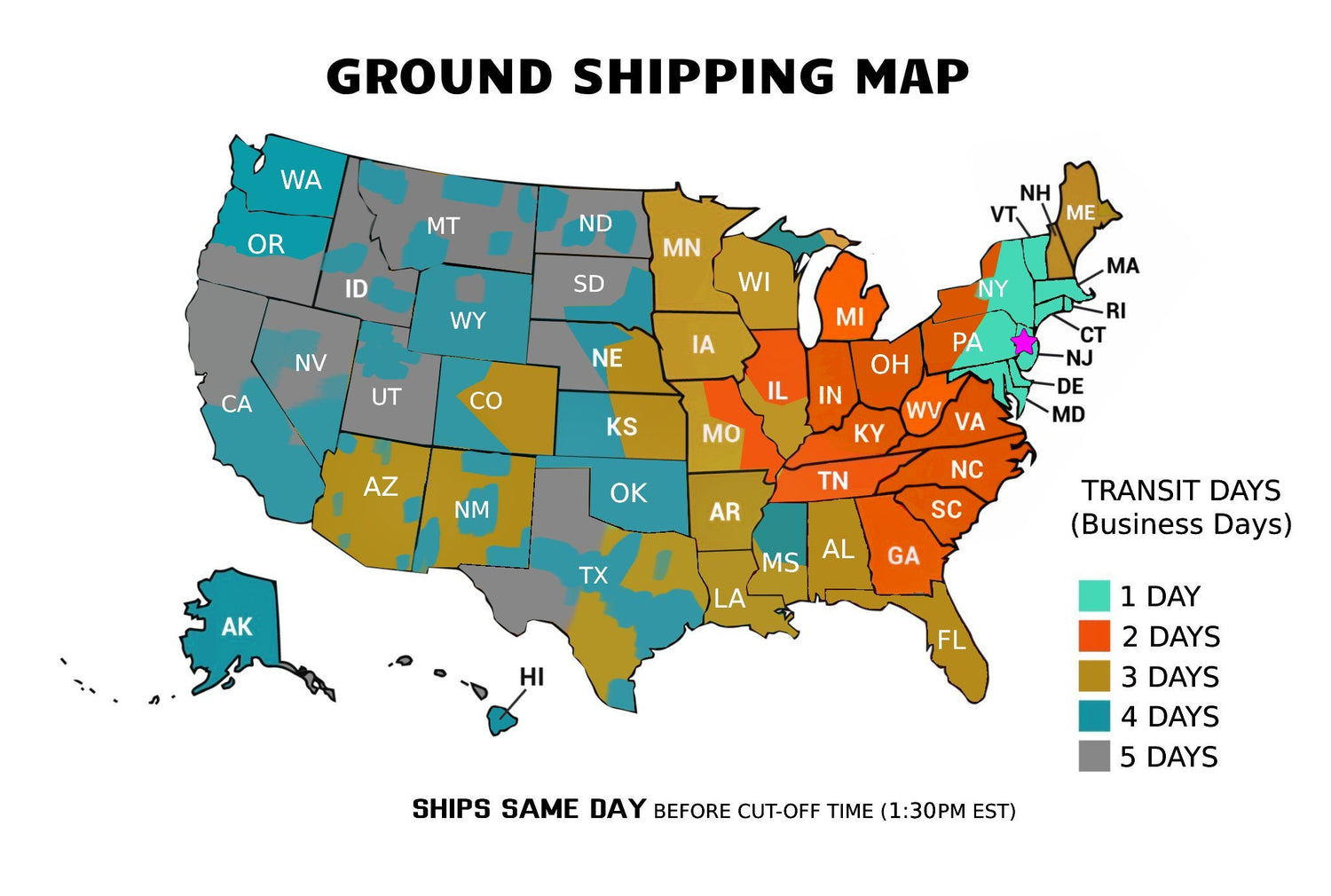 ShrinkFlex® Ground Shipping Map