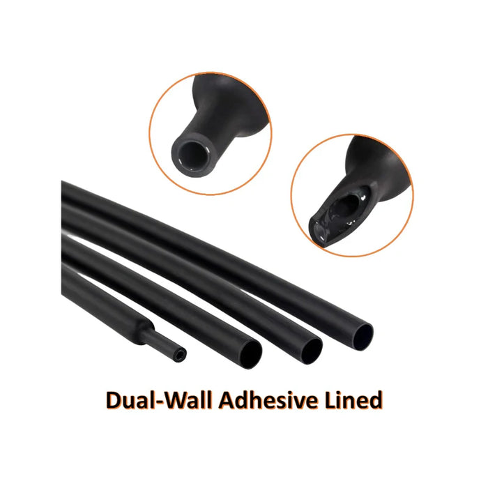 Heat Shrink Tubing - 1" ID - 3:1 Ratio - Dual Wall Adhesive Lined Polyolefin - Flexible - Flame Retardant - Black
