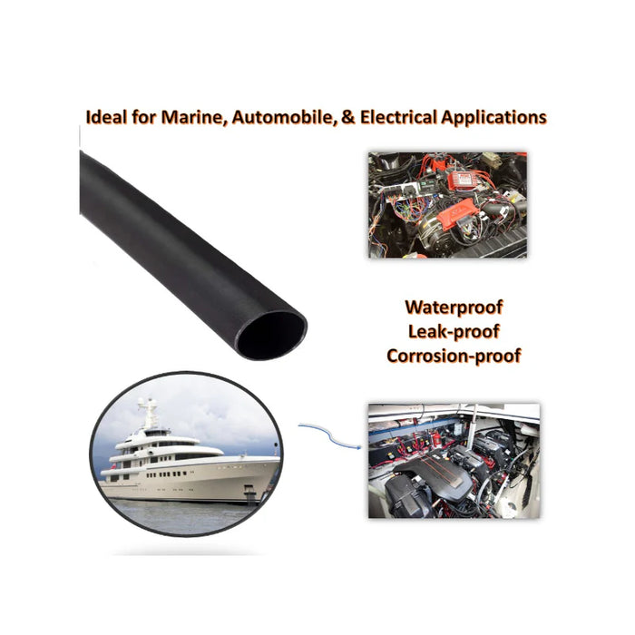 Heat Shrink Tubing - 1" ID - 3:1 Ratio - Dual Wall Adhesive Lined Polyolefin - Flexible - Flame Retardant - Black