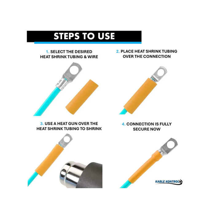 Heat Shrink Tubing - 1/2" ID - 2:1 Ratio - Single Wall Polyolefin - Flexible - Flame Retardant - Yellow/Green