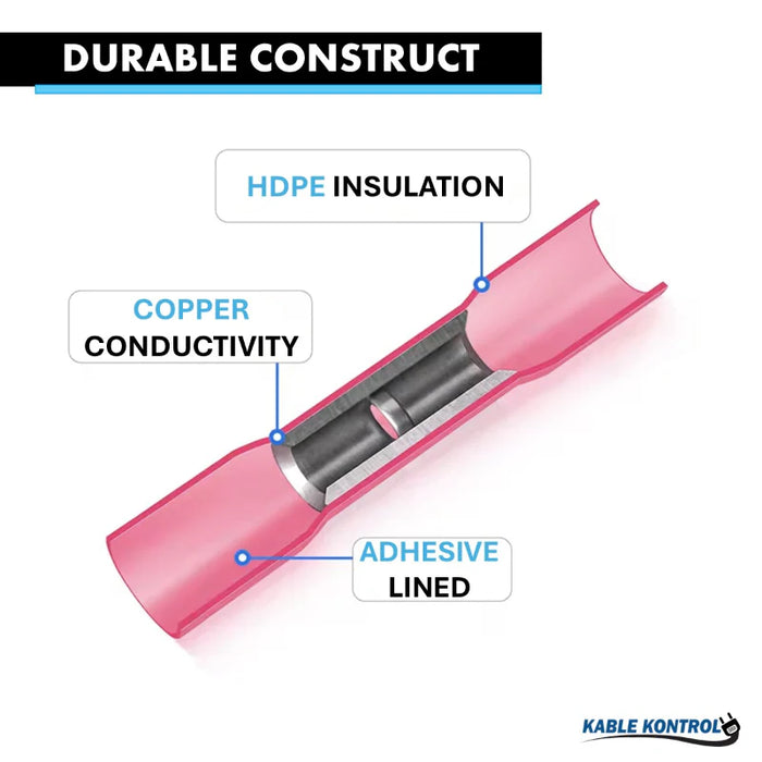 Heat Shrink Butt Splice Connector - Dual Wall - Insulated -  16 - 14 - AWG - 100 Pcs - Blue
