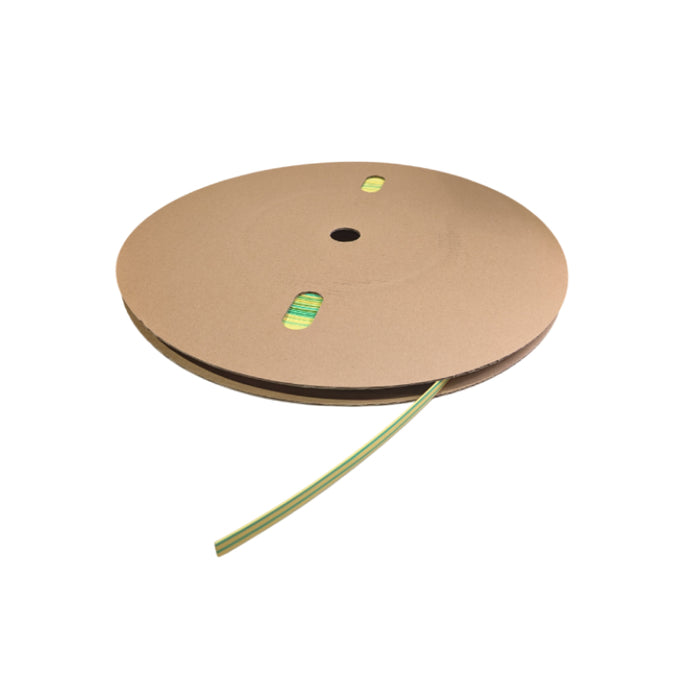 Heat Shrink Tubing - 1" ID - 3:1 Ratio - Single Wall Polyolefin - Flexible - Flame Retardant - Yellow / Green