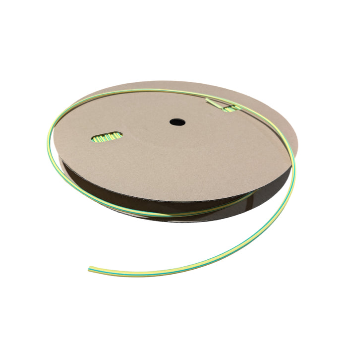 Heat Shrink Tubing - 1/4" ID - 3:1 Ratio - Single Wall Polyolefin - Flexible - Flame Retardant - Yellow / Green