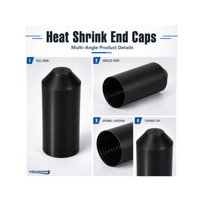 Kable Kontrol® - 1-1/2" ID - 2:1 Ratio - Adhesive Lined Heat Shrink End Caps - Black