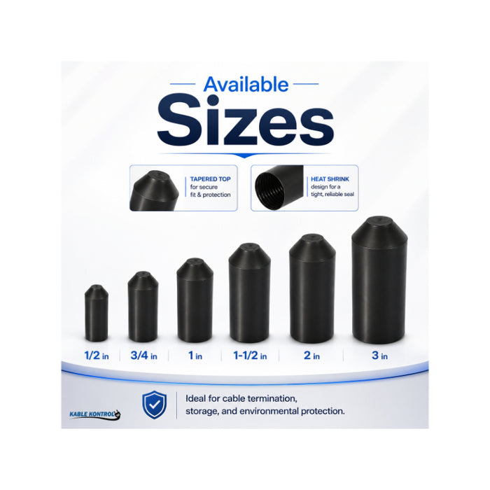 Kable Kontrol® - 1-1/2" ID - 2:1 Ratio - Adhesive Lined Heat Shrink End Caps - Black