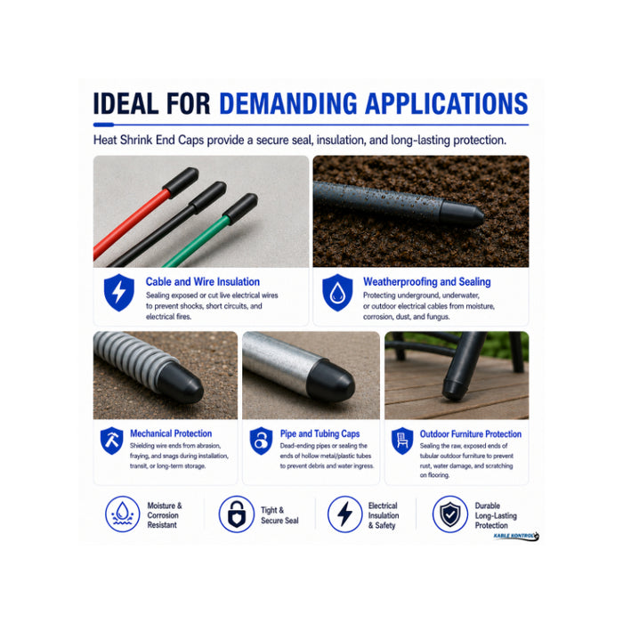 Kable Kontrol® - 1-1/2" ID - 2:1 Ratio - Adhesive Lined Heat Shrink End Caps - Black