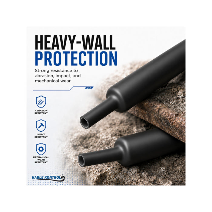 Heat Shrink Tubing - 0.276" (7mm) ID - 3:1 - Polyolefin - Heavy Wall Adhesive Lined - Black