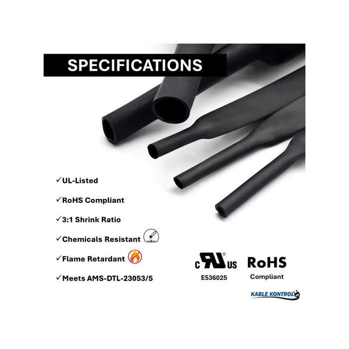 Heat Shrink Tubing - 1-1/4" ID - 3:1 Ratio - Single Wall Polyolefin - Flexible - Flame Retardant - White