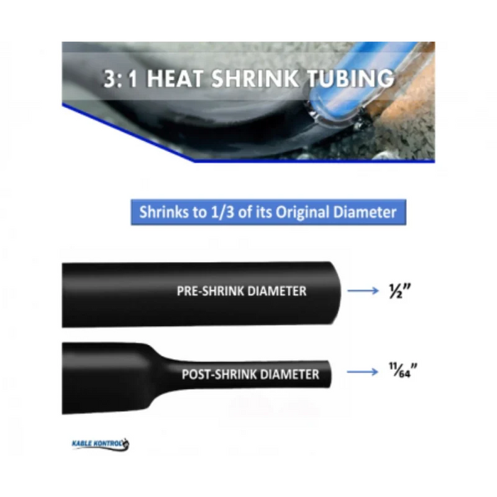 Heat Shrink Tubing - 2" ID - 3:1 Ratio - Dual Wall Adhesive Lined Polyolefin - Flexible - Flame Retardant - Black - M23053/4