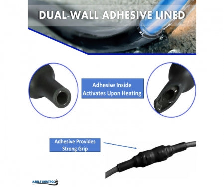 Heat Shrink Tubing - 2" ID - 3:1 Ratio - Dual Wall Adhesive Lined Polyolefin - Flexible - Flame Retardant - Black - M23053/4