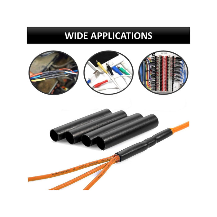 Heat Shrink Tubing - 3/4" ID - 4:1 Ratio - Single Wall Polyolefin - Flexible - Flame Retardant - Black