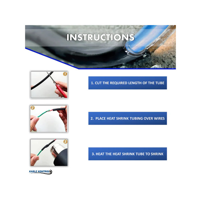 Heat Shrink Tubing - 1-1/2" ID - 3:1 Ratio - Dual Wall Adhesive Lined Polyolefin - Flexible - Flame Retardant - Black
