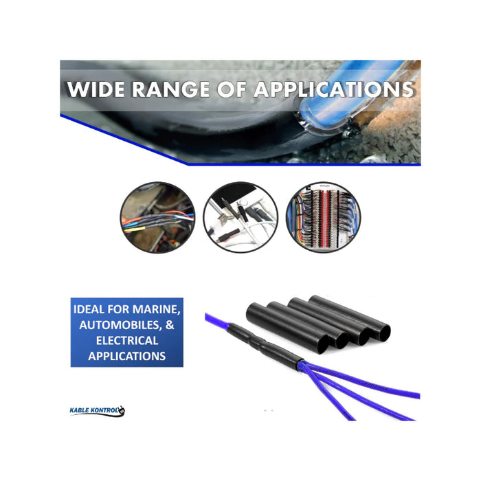 Heat Shrink Tubing - 1-1/2" ID - 3:1 Ratio - Dual Wall Adhesive Lined Polyolefin - Flexible - Flame Retardant - Black